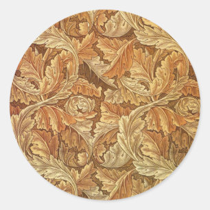 William Morris Acanthus Brown Autumn Leaves Runder Aufkleber