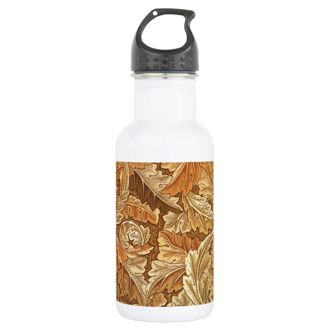 William Morris Acanthus Brown Autumn Leaves Trinkflasche (Vorderseite)