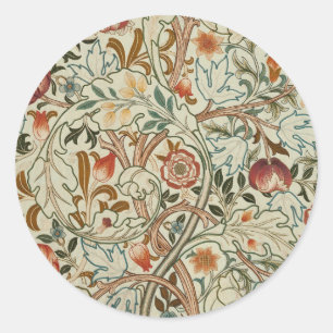 William Morris Acanthus Embroidery Muster Runder Aufkleber