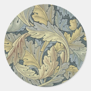 William Morris Acanthus Leaves Floral Art Nouveau Runder Aufkleber