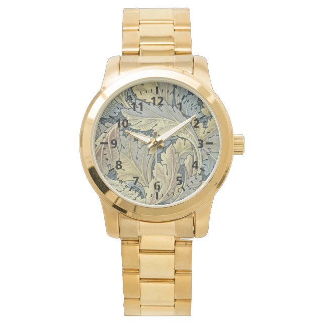 William Morris Acanthus Leaves Floral Art Nouvelle Armbanduhr (Vorderseite)