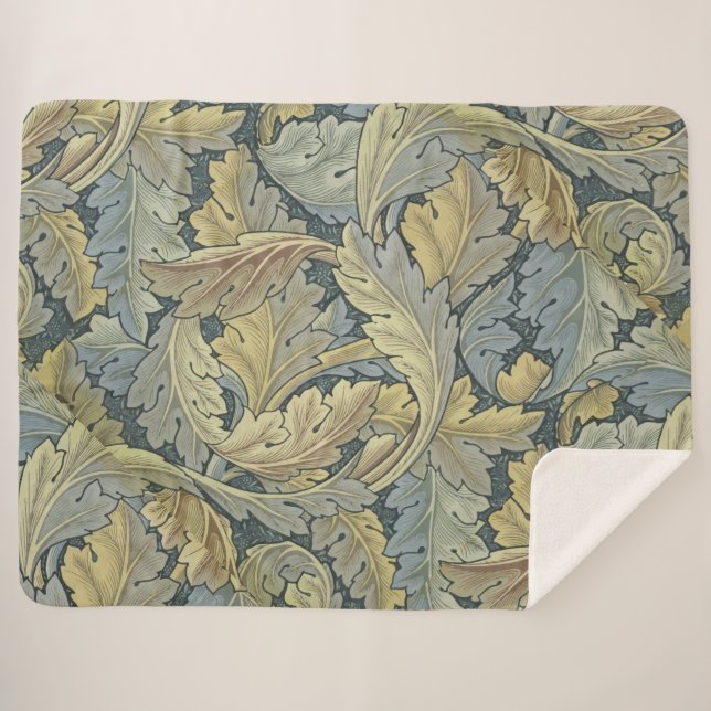 William Morris Acanthus Leaves Floral Art Nouvelle Sherpadecke (Vorderseite (Horizontal))