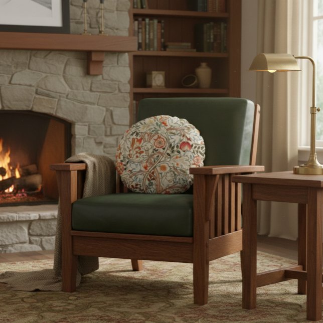 William Morris Acanthus Mission Style Accent  Rundes Kissen (Von Creator hochgeladen)