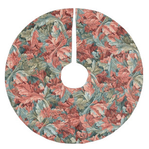 William Morris Acanthus Rostrot Grünes Salbei Polyester Weihnachtsbaumdecke