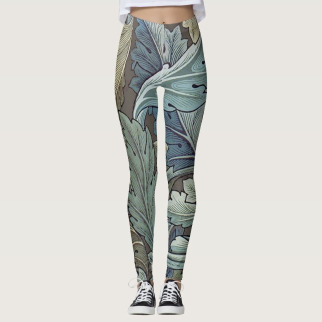 William Morris Acanthus Sage Blume Floral Botanic Leggings (Vorderseite)