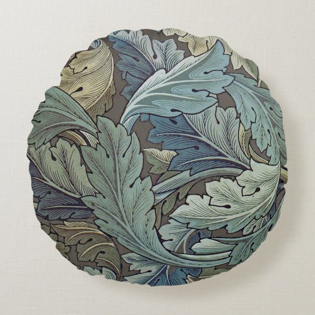 William Morris Acanthus Sage Blume Floral Botanic Rundes Kissen (Vorderseite)