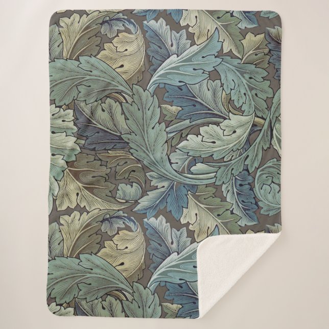 William Morris Acanthus Sage Blume Floral Botanic Sherpadecke (Vorderseite)