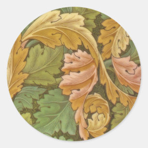 William Morris Acanthus Vintage Blumenmuster Runder Aufkleber