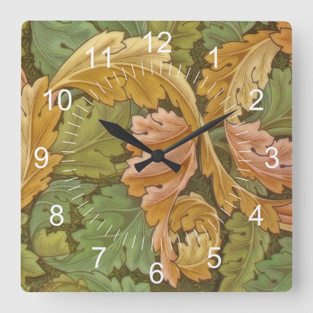 William Morris Acanthus-Vintages Blumen Quadratische Wanduhr (Vorderseite)
