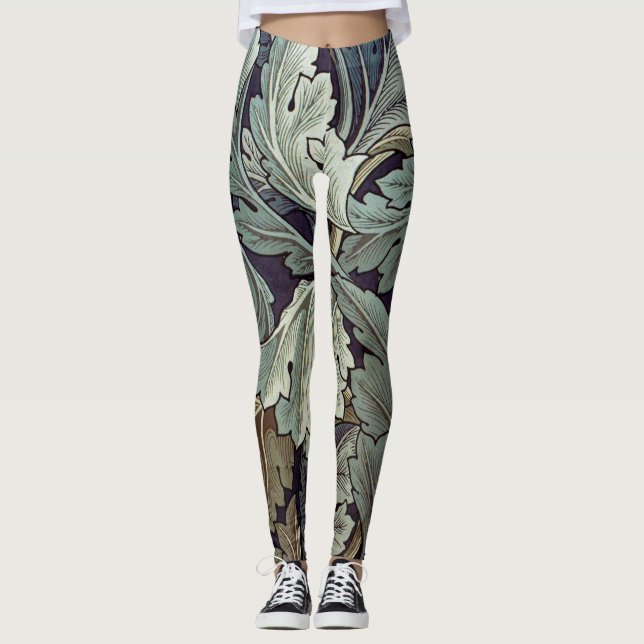 William Morris Acanthus Wallpaper Blätter Leggings (Vorderseite)