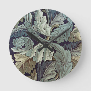 William Morris Acanthus Wallpaper Blätter Runde Wanduhr