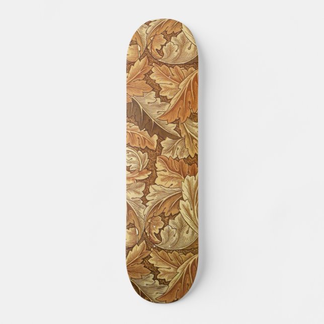 William Morris Acathus Brown Autumn Leaves Skateboard (Vorderseite)