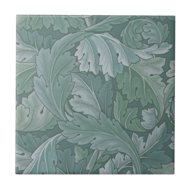 William Morris Akanthusblatt Teal Blau Muster Fliese (Vorderseite)