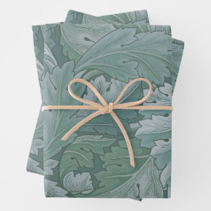William Morris Akanthusblatt Teal Blau Muster Geschenkpapier Set