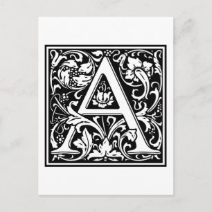 William Morris Alphabet "A" Postkarte
