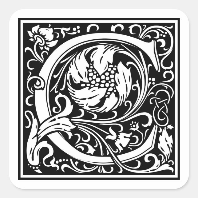 William Morris Alphabet "C" Quadratischer Aufkleber (Vorderseite)