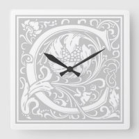 William Morris Alphabet "C" Square Wall Clock