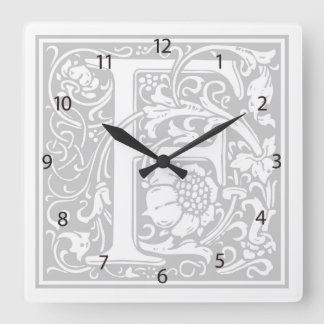 William Morris Alphabet "F" Quadratische Wanduhr