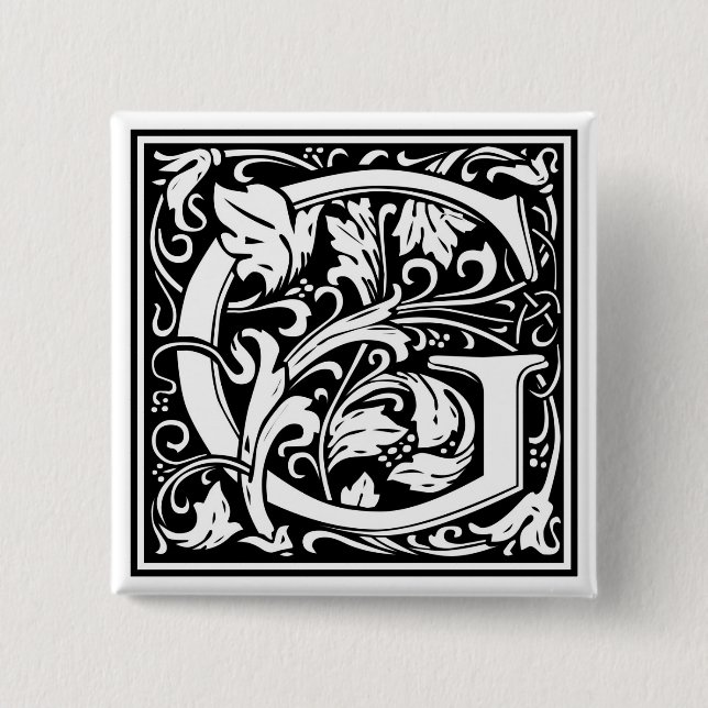 William Morris Alphabet "G" Button (Vorderseite)