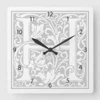 William Morris Alphabet "H" Square Wall Clock