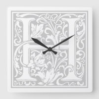William Morris Alphabet "H" Square Wall Clock