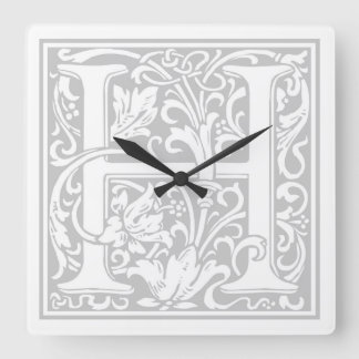 William Morris Alphabet "H" Square Wall Clock Quadratische Wanduhr