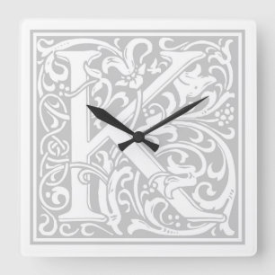 William Morris Alphabet "K" Quadratische Wanduhr