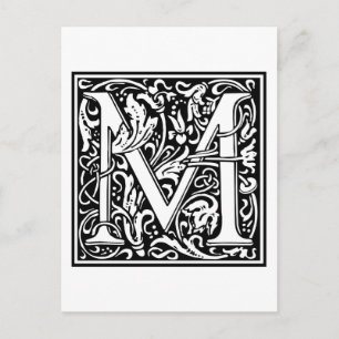 William Morris Alphabet "M" Postkarte