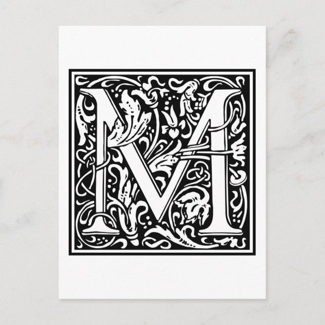 William Morris Alphabet "M" Postkarte (Vorderseite)