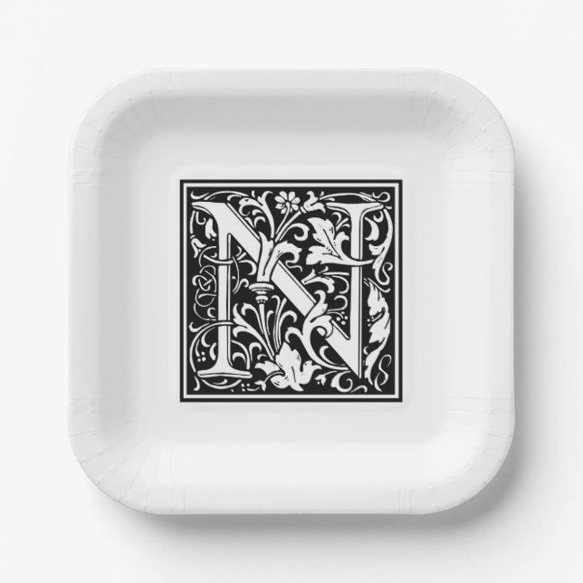 William Morris Alphabet „N“ Pappteller (Vorderseite)