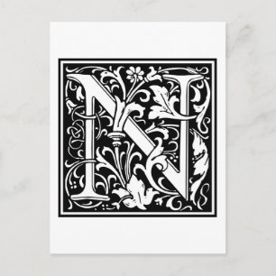 William Morris Alphabet "N" Postkarte