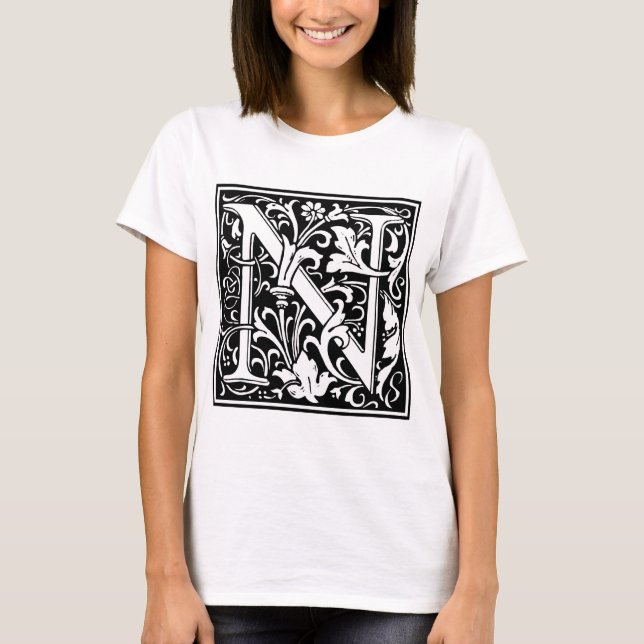 William Morris Alphabet "N" T-Shirt (Vorderseite)