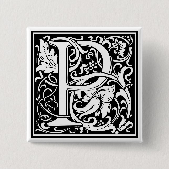 William Morris Alphabet "P" Button (Vorderseite)
