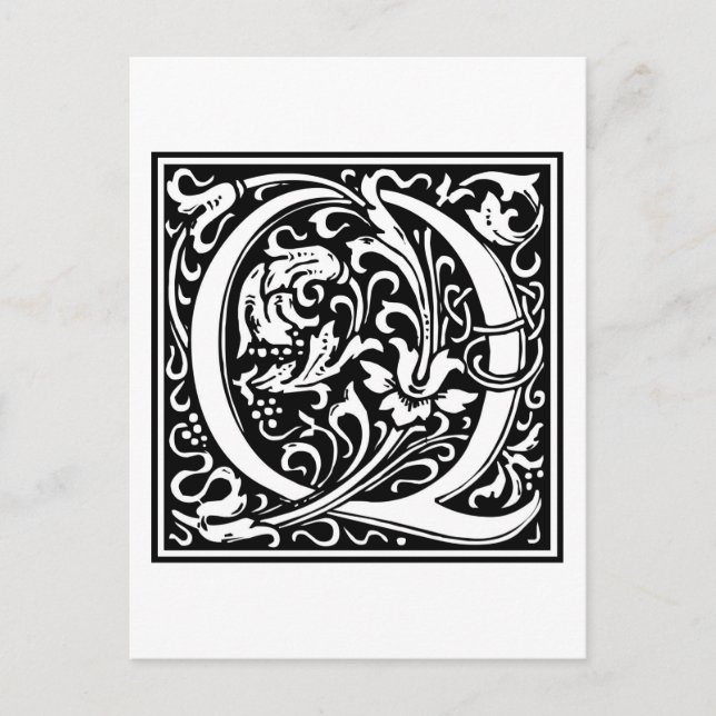 William Morris Alphabet "Q" Postkarte (Vorderseite)