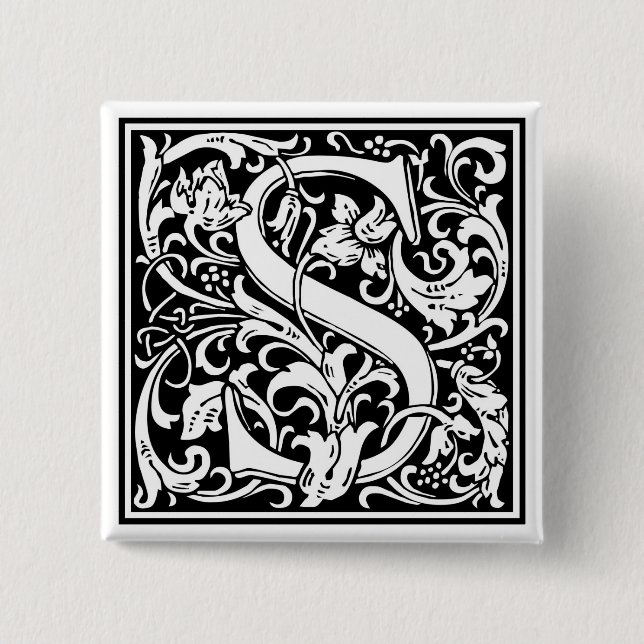 William Morris Alphabet "S" Button (Vorderseite)