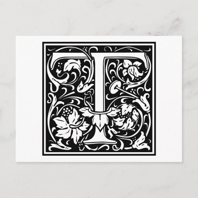 William Morris Alphabet "T" Postkarte (Vorderseite)