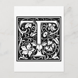 William Morris Alphabet "T" Postkarte