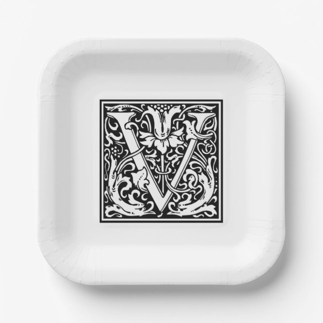 William Morris Alphabet “V” Paper Plates Pappteller (Vorderseite)