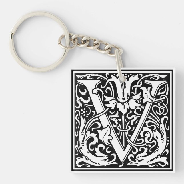 William Morris Alphabet "V" Schlüsselanhänger (Vorderseite)