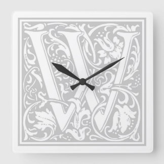 William Morris Alphabet "W" Quadratische Wanduhr