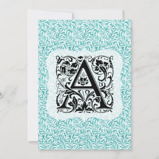 William Morris Alphabet Willow Bough Aqua Aquamari Dankeskarte