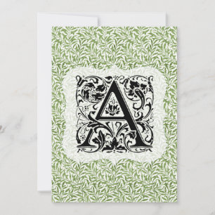 William Morris Alphabet Willow Bough Green Dankeskarte