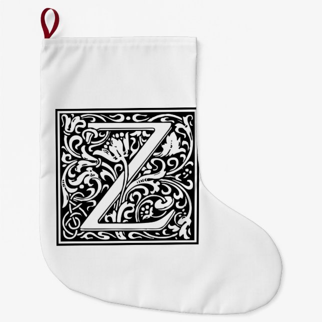 William Morris Alphabet "Z" Großer Weihnachtsstrumpf (Vorderseite)