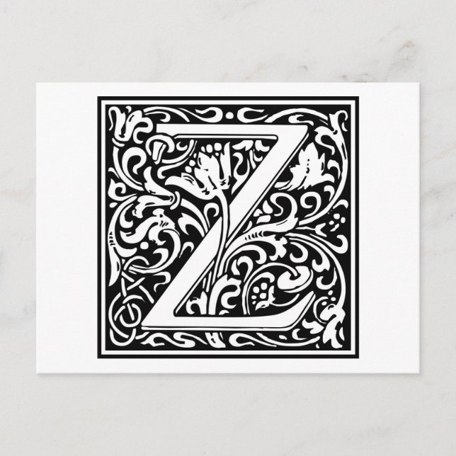 William Morris Alphabet "Z" Postkarte (Vorderseite)