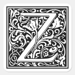 William Morris Alphabet "Z" Quadratischer Aufkleber