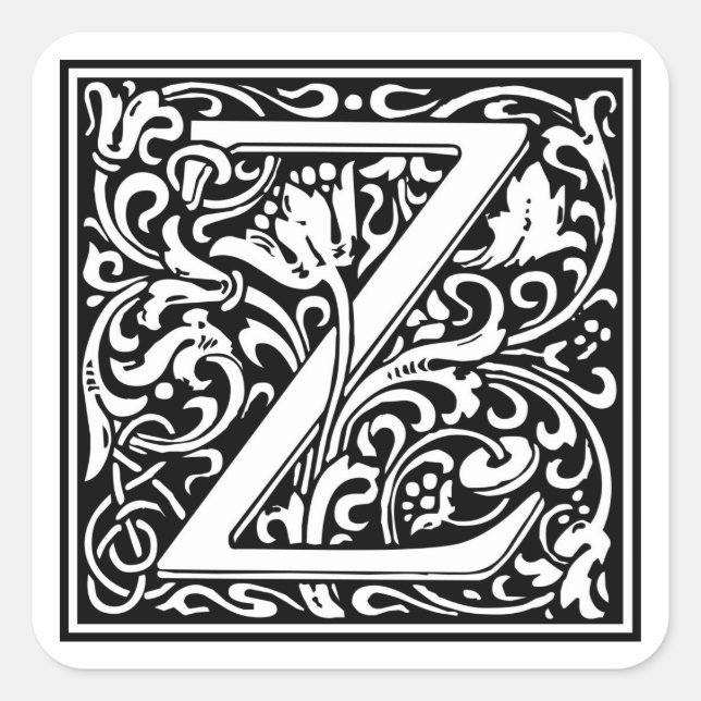 William Morris Alphabet "Z" Quadratischer Aufkleber (Vorderseite)