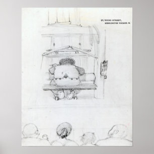 William Morris an seinem Webstuhl, Karikatur Poster