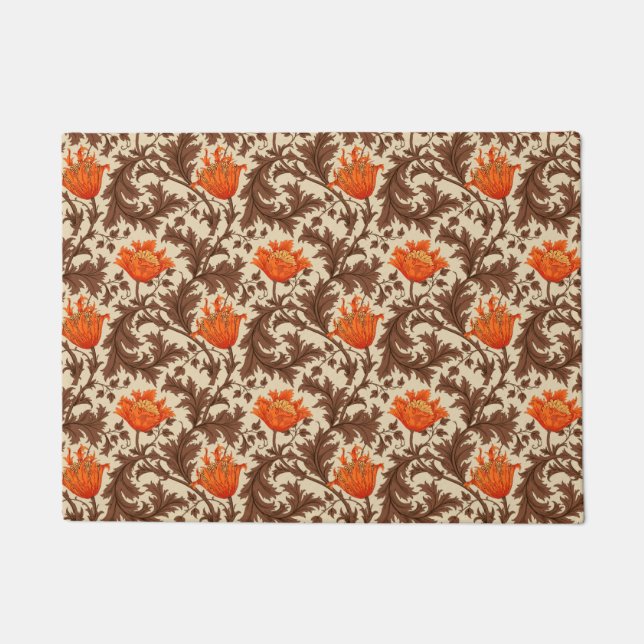 William Morris Anemone, Beige, Brown & Rust Orange Fußmatte (Vorderseite)