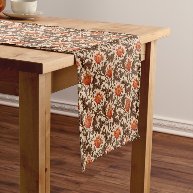 William Morris Anemone, Beige, Brown & Rust Orange Kurzer Tischläufer (Beispiel)