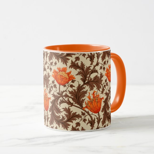 William Morris Anemone, Beige, Brown & Rust Orange Tasse (VorderseiteRechts)